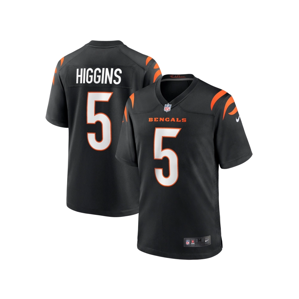 Mens Cincinnati Bengals Tee Higgins Black Game Player Jersey