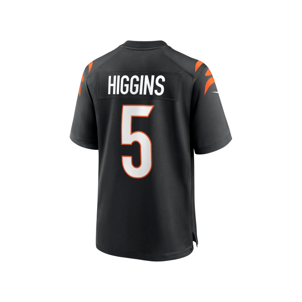 Mens Cincinnati Bengals Tee Higgins Black Game Player Jersey