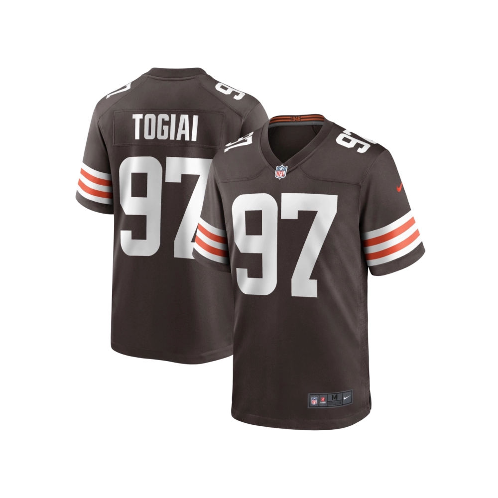 Mens Cleveland Browns Tommy Togiai Brown Game Jersey