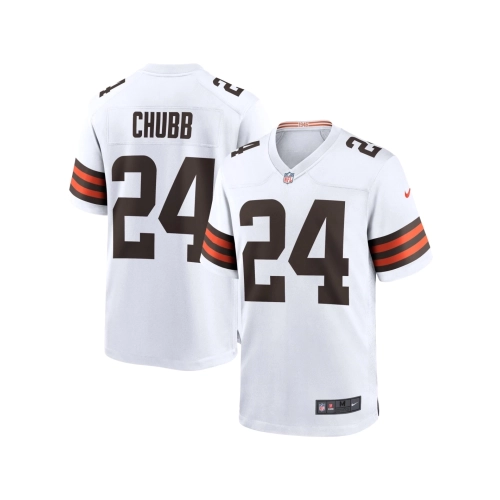 Mens Cleveland Browns Nick Chubb White Game Jersey