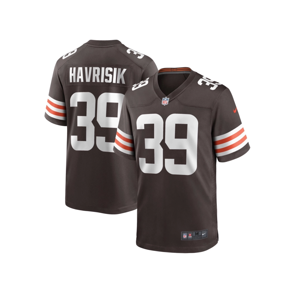 Mens Cleveland Browns Lucas Havrisik Brown Team Game Jersey