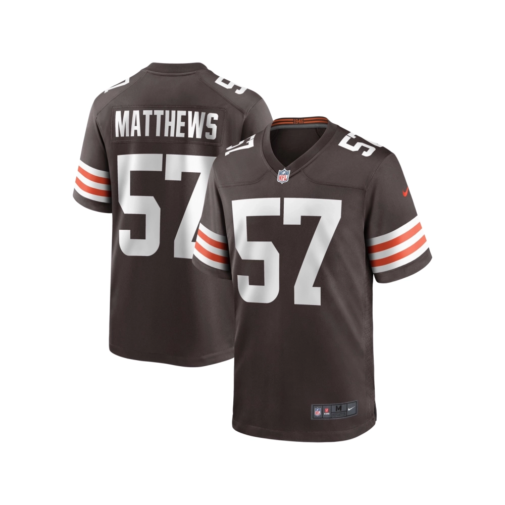 Mens Cleveland Browns Clay Matthews Brown Game Retired Player Jersey