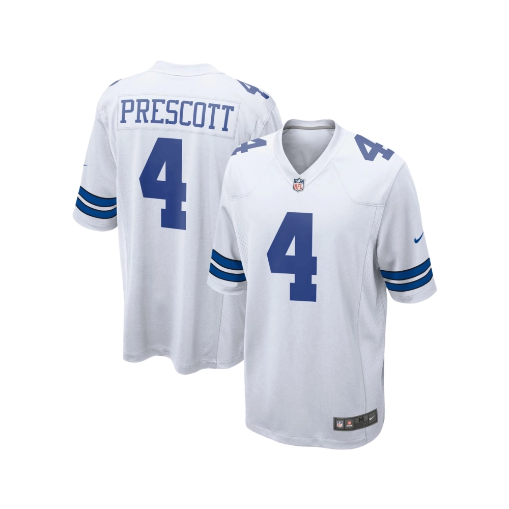 Mens Dallas Cowboys Dak Prescott White Game Team Jersey