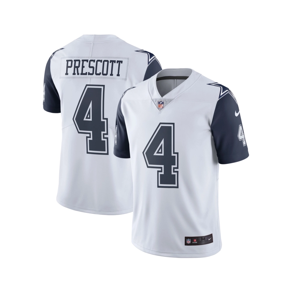 Mens Dallas Cowboys Dak Prescott White Color Rush Vapor Limited Jersey