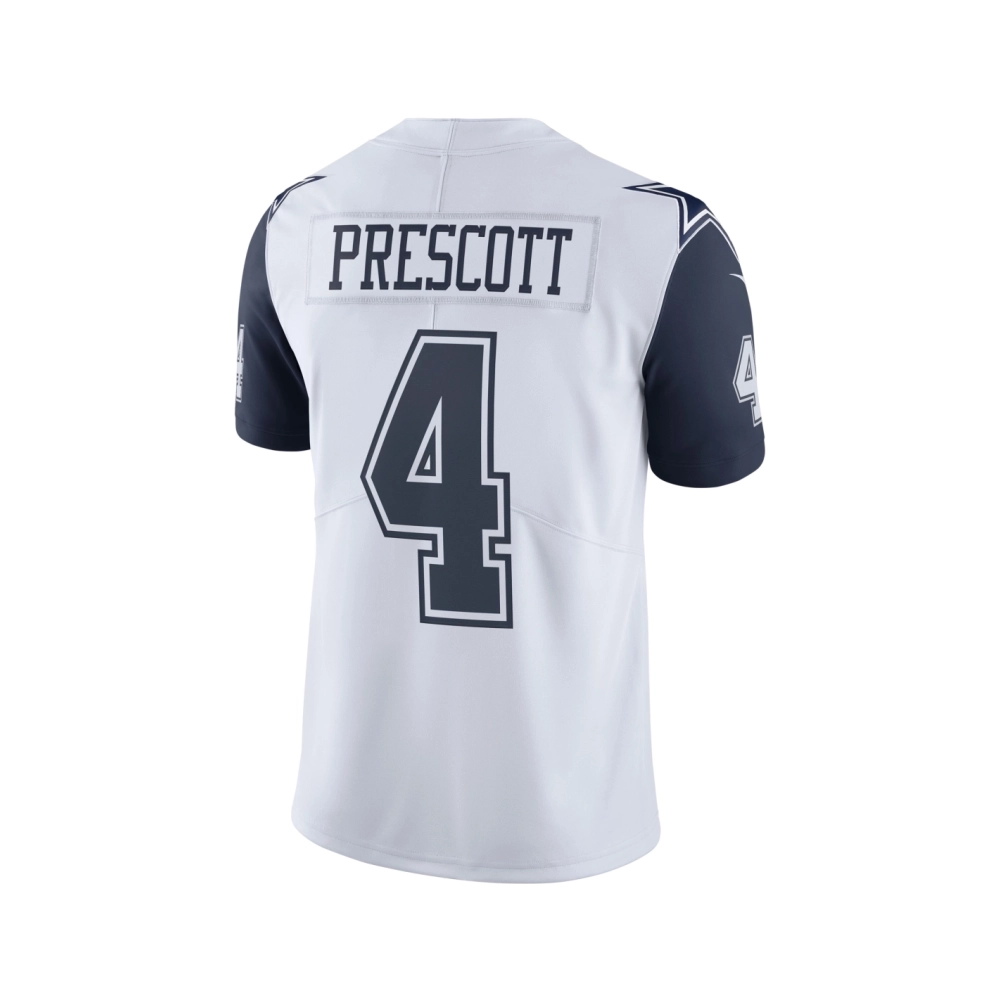 Mens Dallas Cowboys Dak Prescott White Color Rush Vapor Limited Jersey