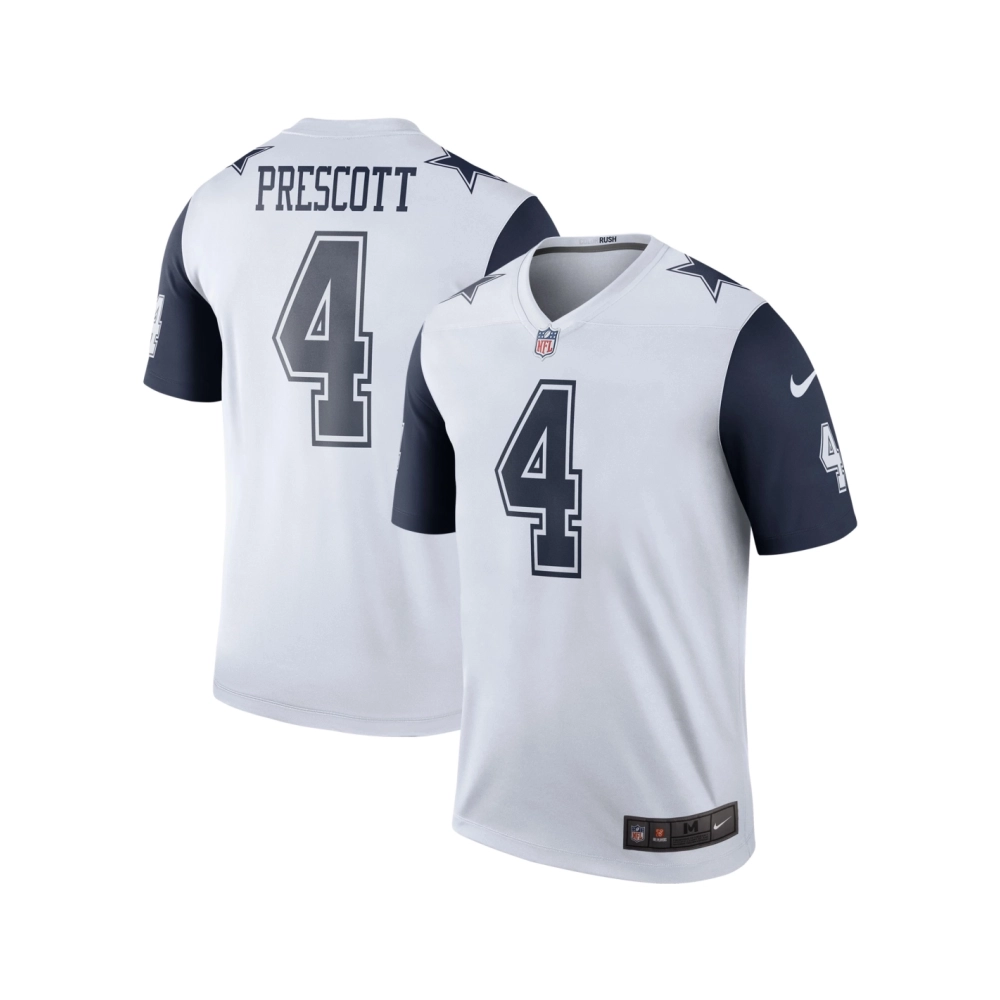 Mens Dallas Cowboys Dak Prescott White Color Rush Legend Player Jersey