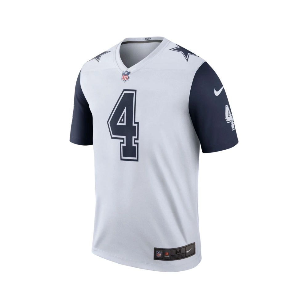 Mens Dallas Cowboys Dak Prescott White Color Rush Legend Player Jersey