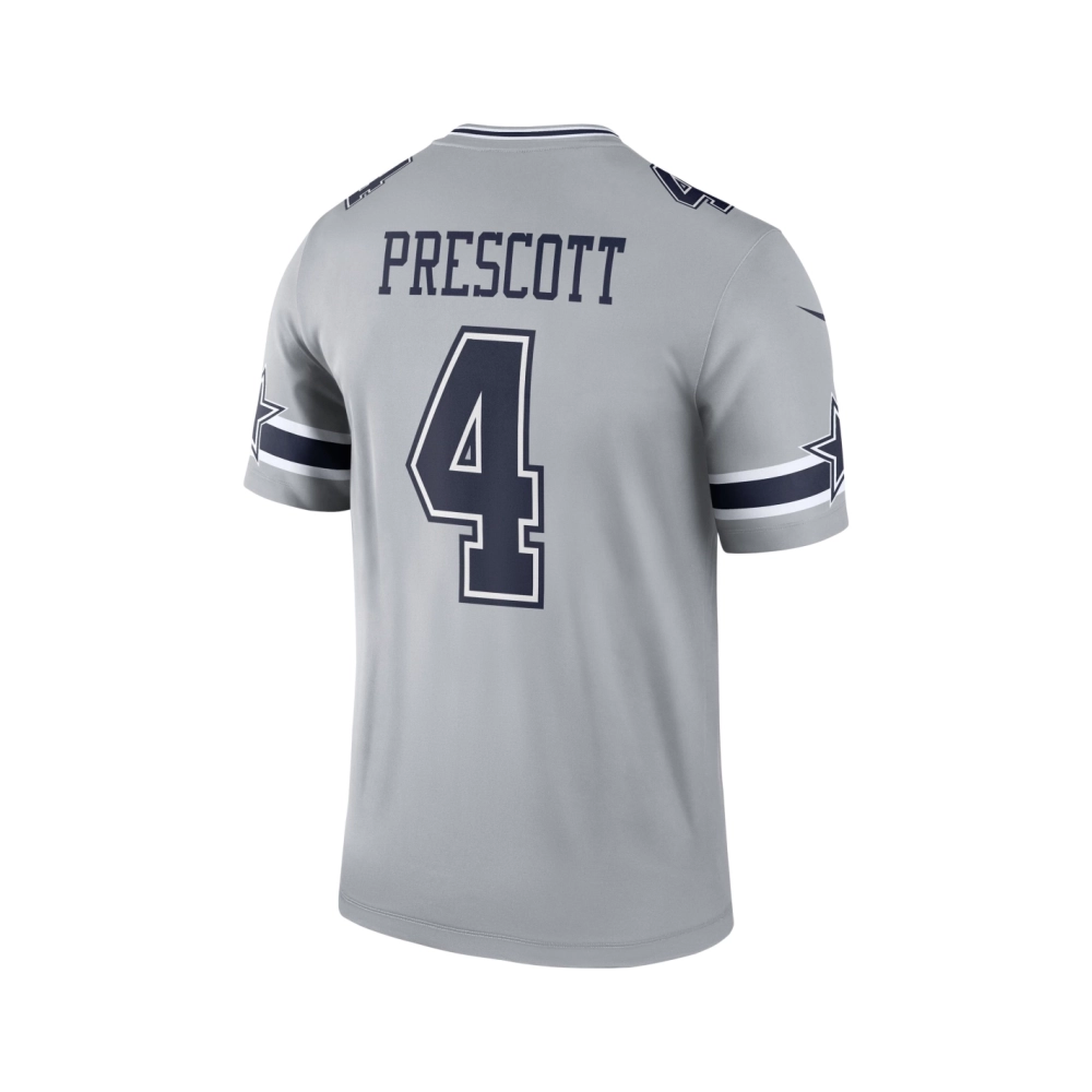 Mens Dallas Cowboys Dak Prescott Gray Inverted Legend Jersey