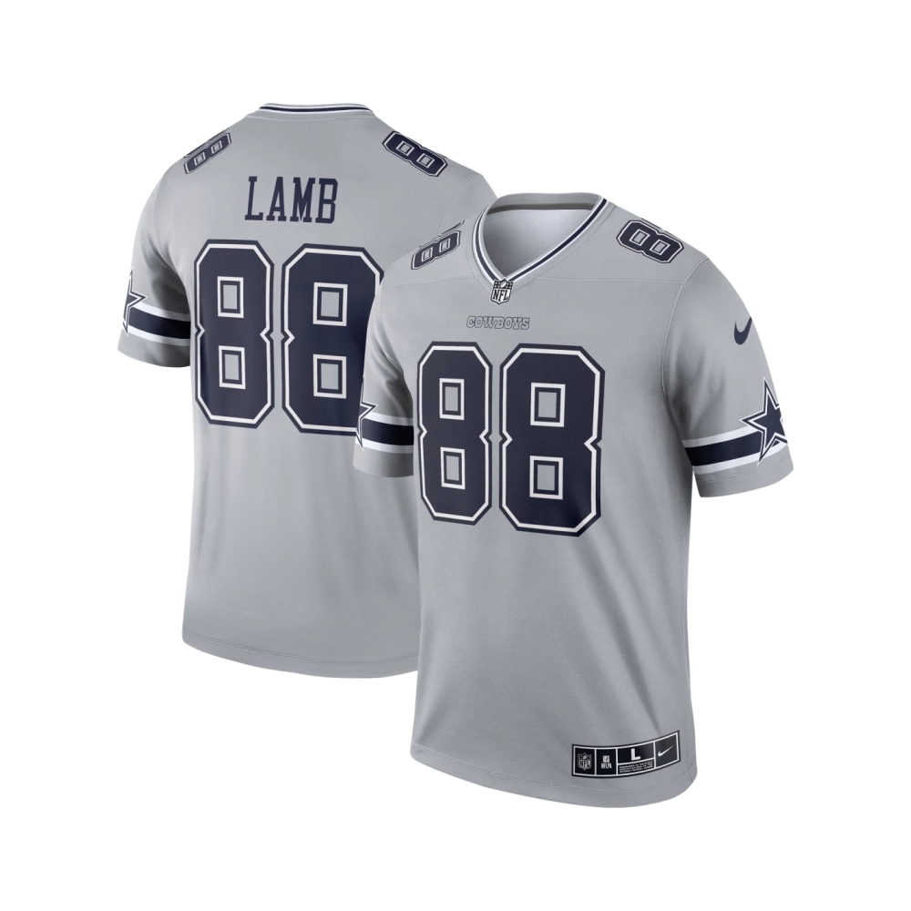 Mens Dallas Cowboys CeeDee Lamb Gray Inverted Legend Jersey