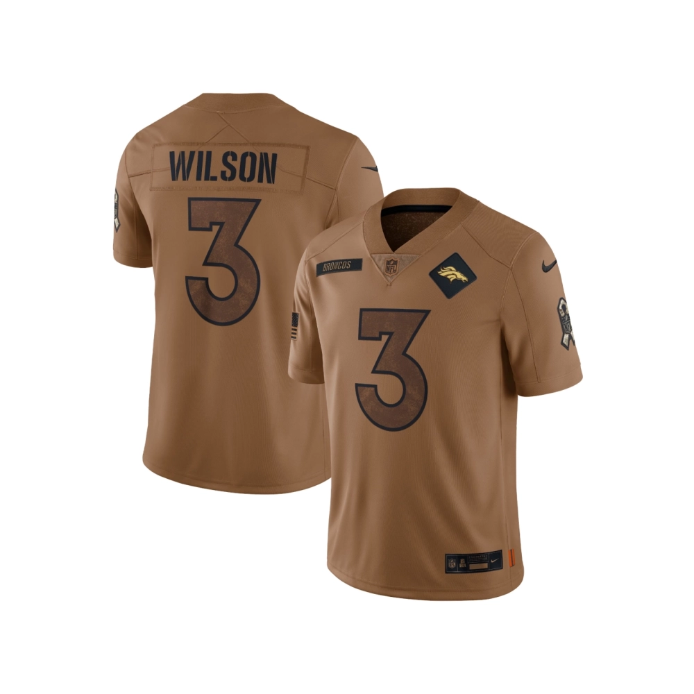 Womens Denver Broncos Russell Wilson Brown 2023 Salute To Service Limited Jersey