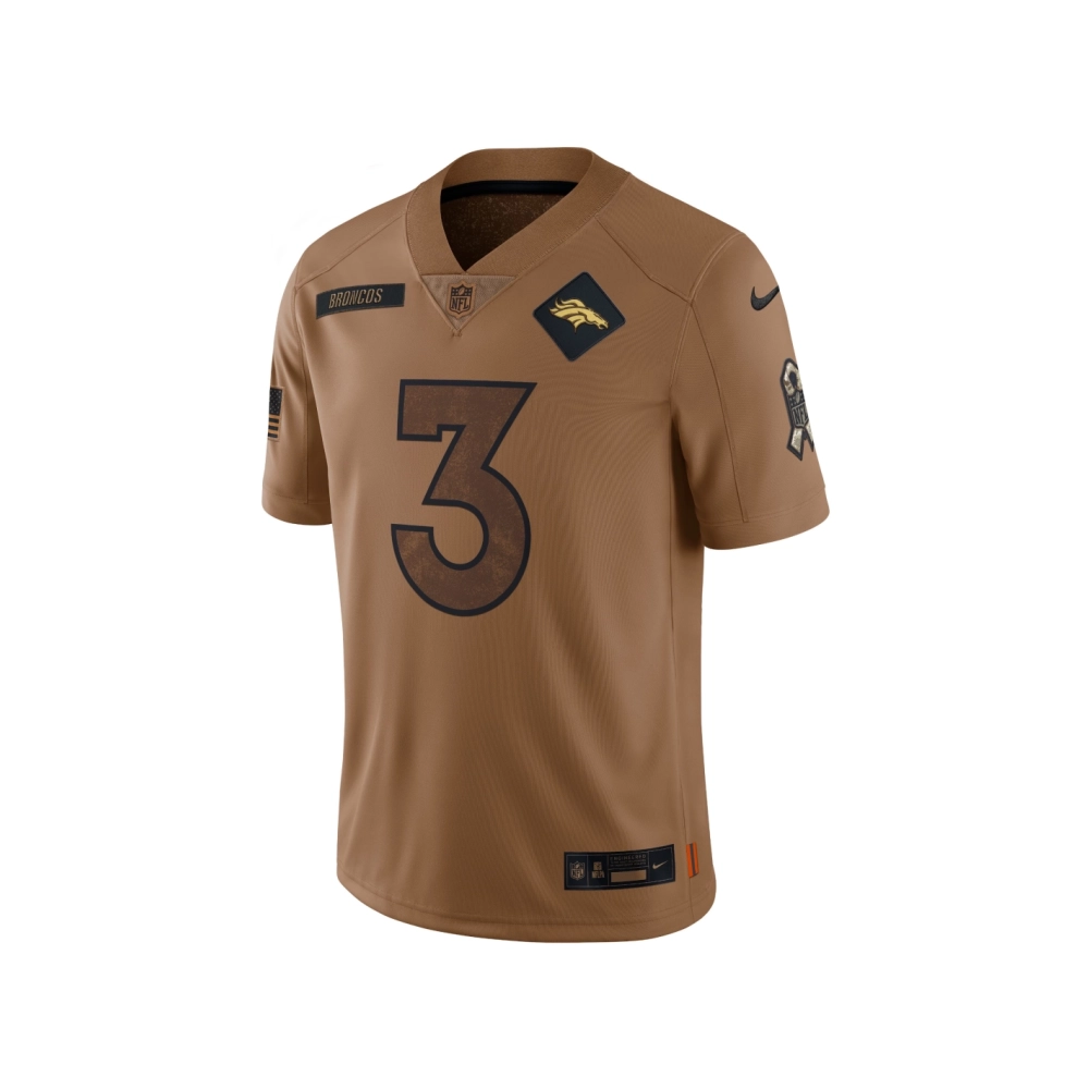 Womens Denver Broncos Russell Wilson Brown 2023 Salute To Service Limited Jersey