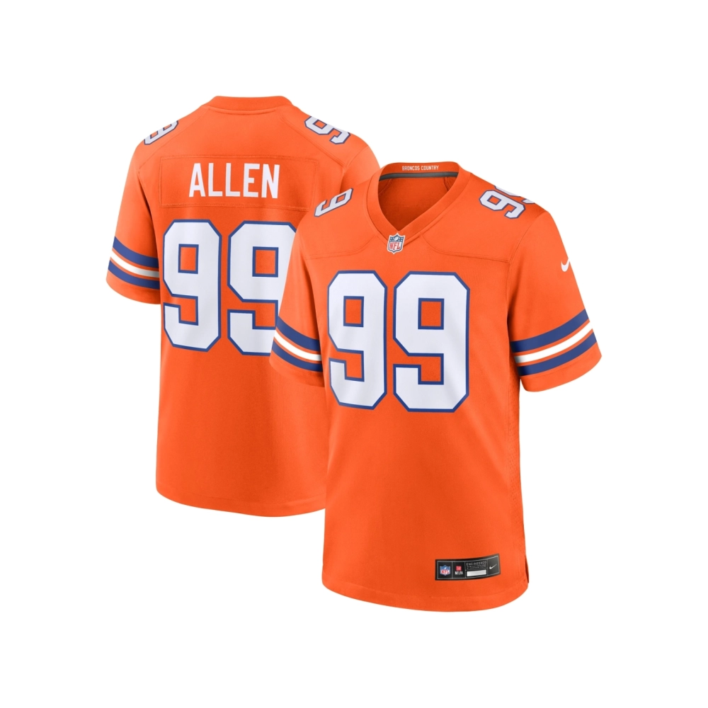 Mens Denver Broncos Zach Allen Orange Mile High Collection 1977 Throwback Player Game Jersey