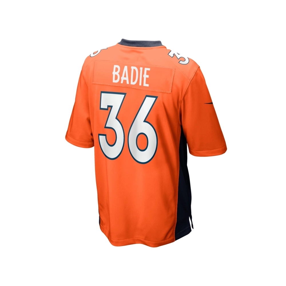 Mens Denver Broncos Tyler Badie Orange Team Game Jersey
