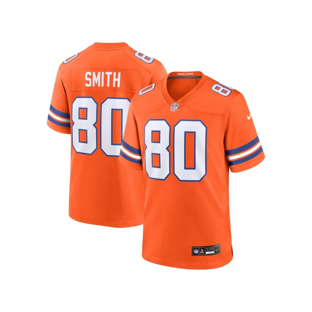 Mens Denver Broncos Rod Smith Orange Mile High Collection 1977 Throwback Retired Player Game Jersey