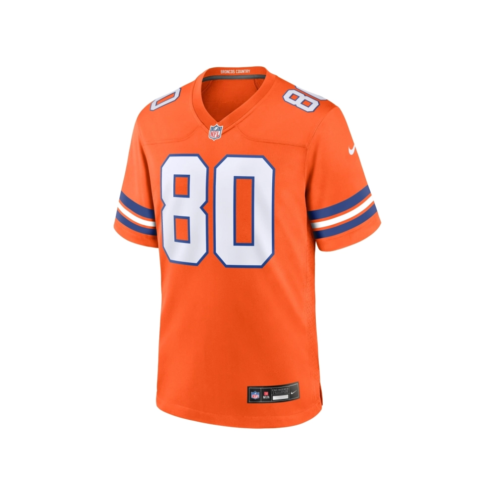 Mens Denver Broncos Rod Smith Orange Mile High Collection 1977 Throwback Retired Player Game Jersey