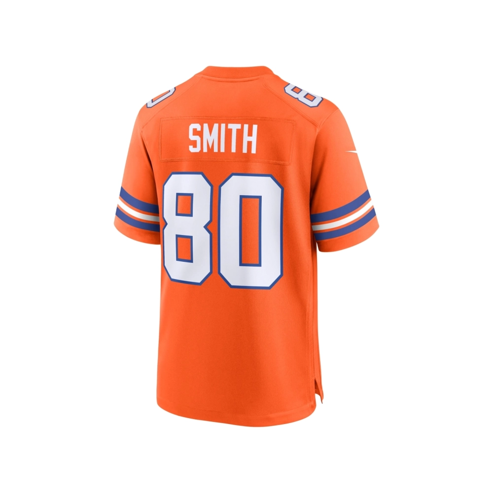Mens Denver Broncos Rod Smith Orange Mile High Collection 1977 Throwback Retired Player Game Jersey