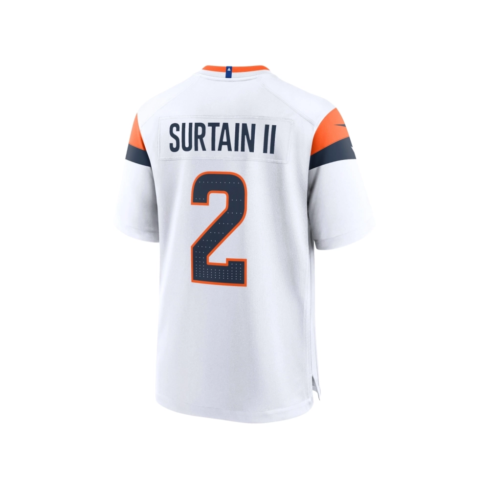 Mens Denver Broncos Patrick Surtain II White Mile High Collection Game Jersey