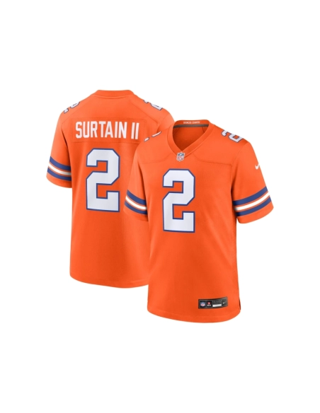 Mens Denver Broncos Patrick Surtain II Orange Mile High Collection 1977 Throwback Player Game Jersey