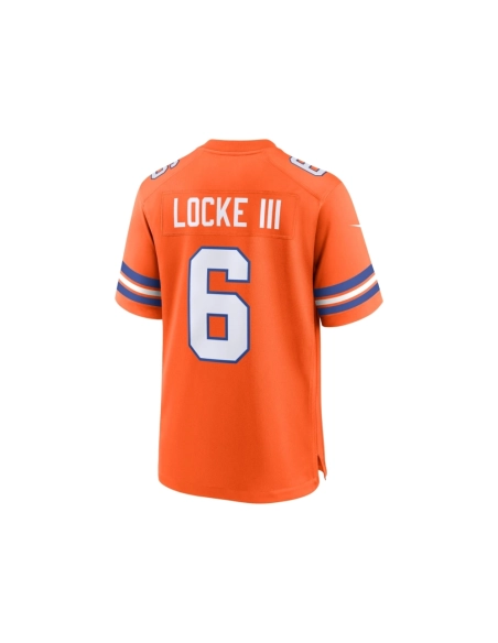 Mens Denver Broncos P.J. Locke III Orange Mile High Collection 1977 Throwback Player Game Jersey