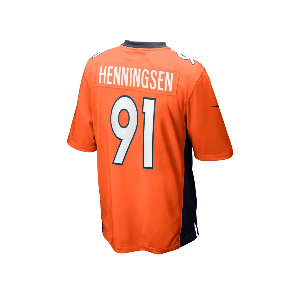 Mens Denver Broncos Matt Henningsen Orange Game Player Jersey