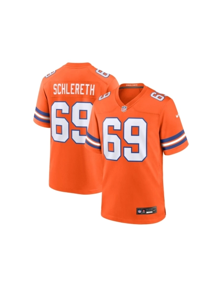 Mens Denver Broncos Mark Schlereth Orange Mile High Collection 1977 Throwback Retired Player Game Jersey