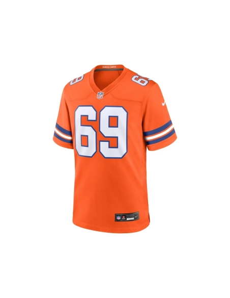 Mens Denver Broncos Mark Schlereth Orange Mile High Collection 1977 Throwback Retired Player Game Jersey