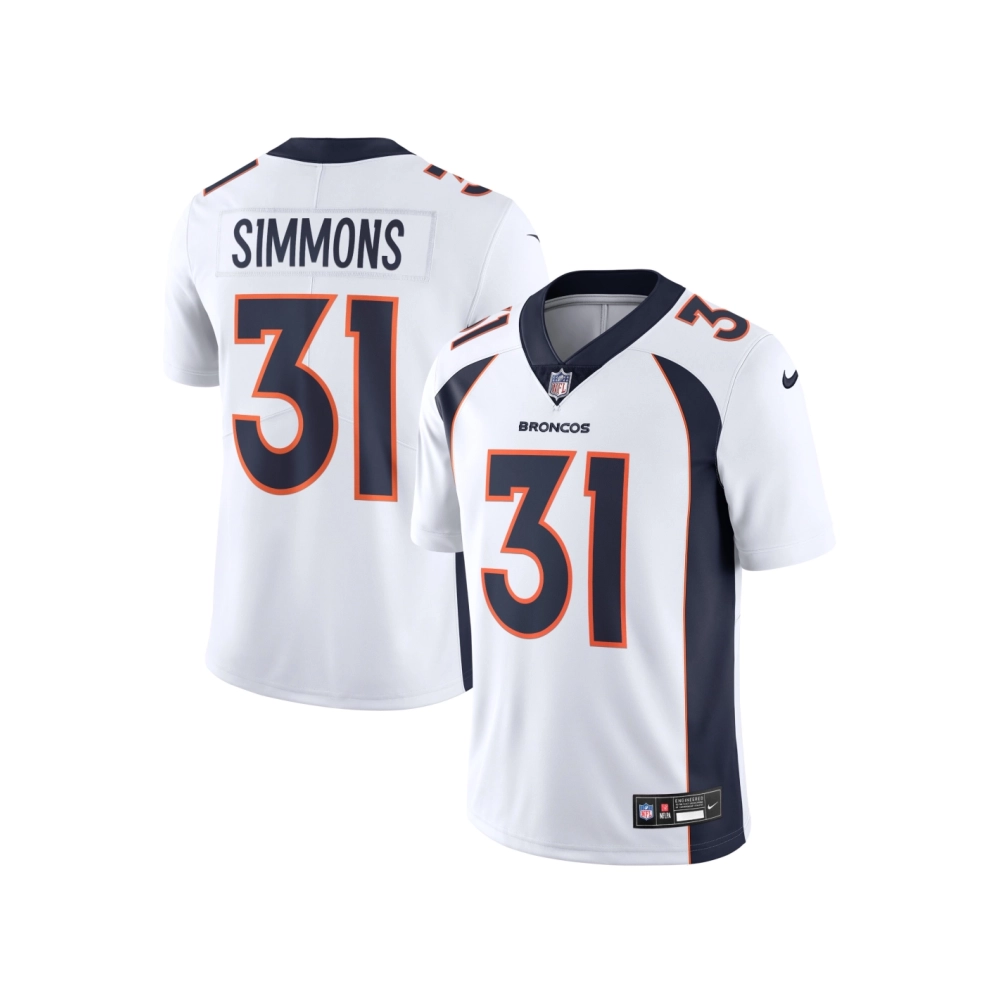 Mens Denver Broncos Justin Simmons White Vapor Untouchable Limited Jersey