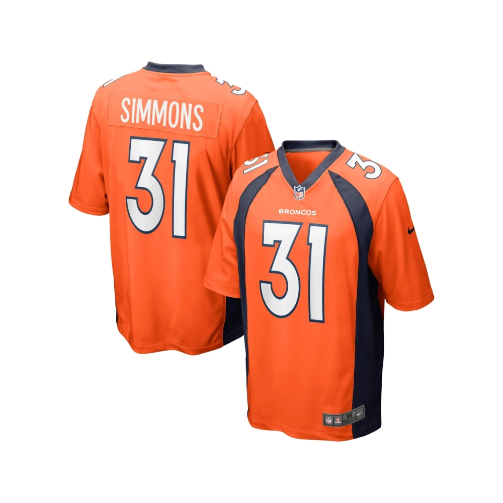 Mens Denver Broncos Justin Simmons Orange Game Jersey