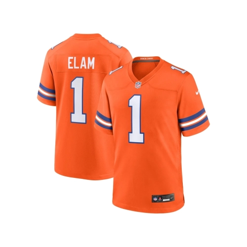 Mens Denver Broncos Jason Elam Orange Mile High Collection 1977 Throwback Retired Player Game Jersey