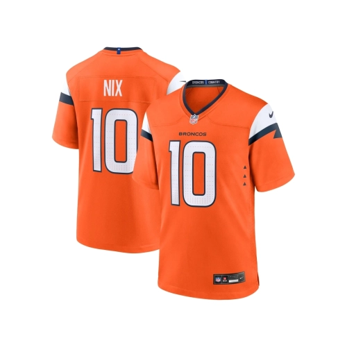 Mens Denver Broncos Bo Nix Orange 2024 NFL Draft First Round Pick Player Game Jersey