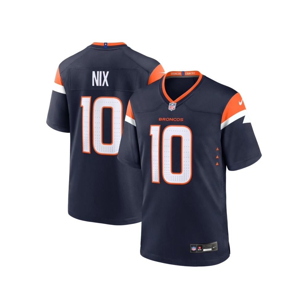 Mens Denver Broncos Bo Nix Navy Alternate Game Jersey