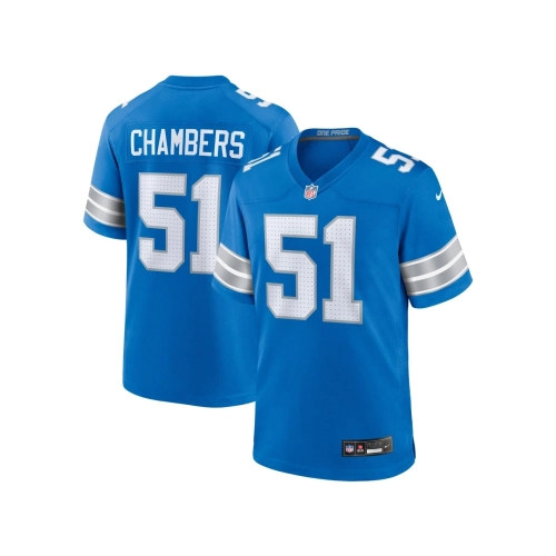 Mens Detroit Lions Steele Chambers Blue Game Jersey