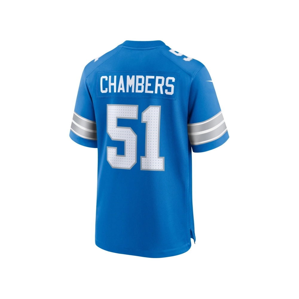 Mens Detroit Lions Steele Chambers Blue Game Jersey