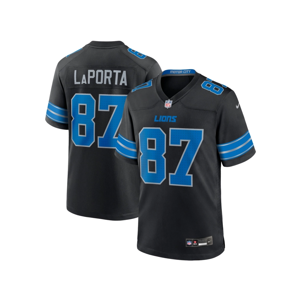 Mens Detroit Lions Sam LaPorta Black 2nd Alternate Game Jersey