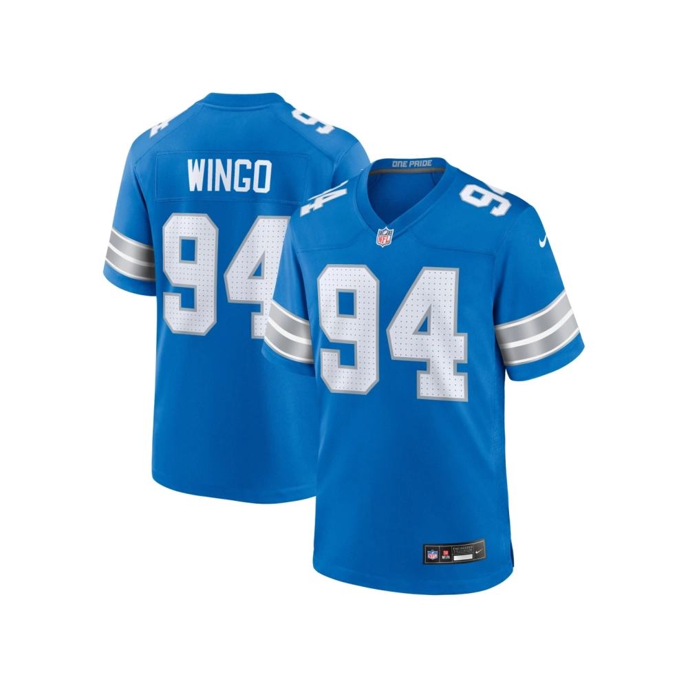 Mens Detroit Lions Mekhi Wingo Blue Team Game Jersey
