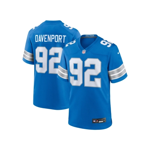 Mens Detroit Lions Marcus Davenport Blue Team Game Jersey