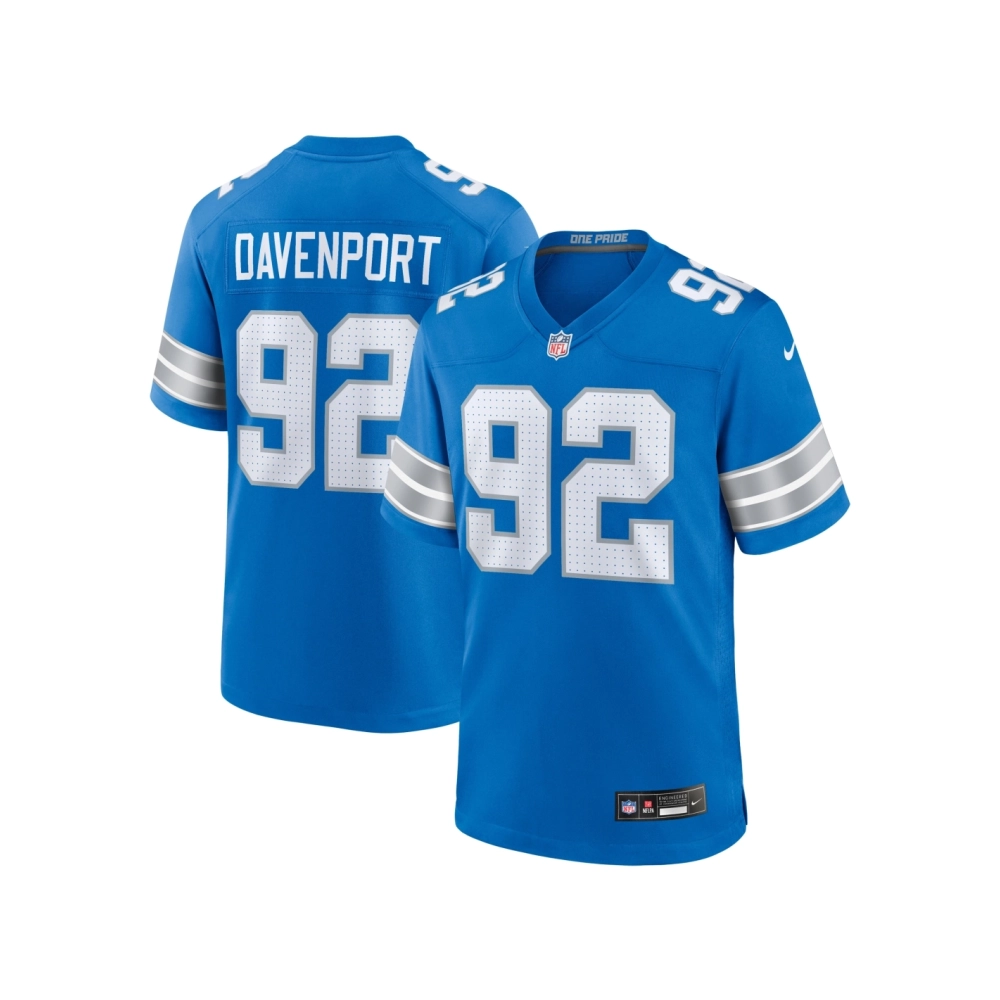 Mens Detroit Lions Marcus Davenport Blue Team Game Jersey