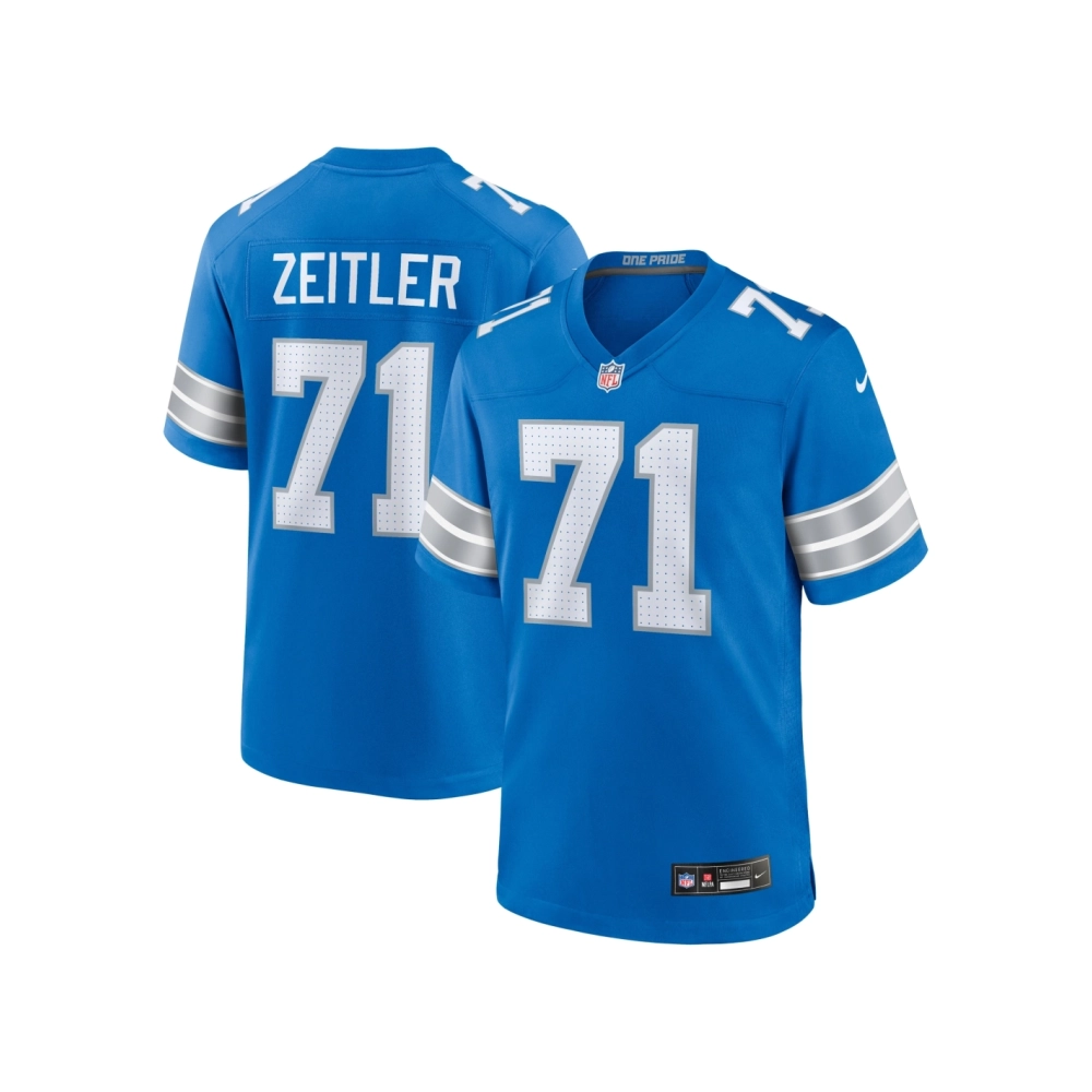 Mens Detroit Lions Kevin Zeitler Blue Game Jersey