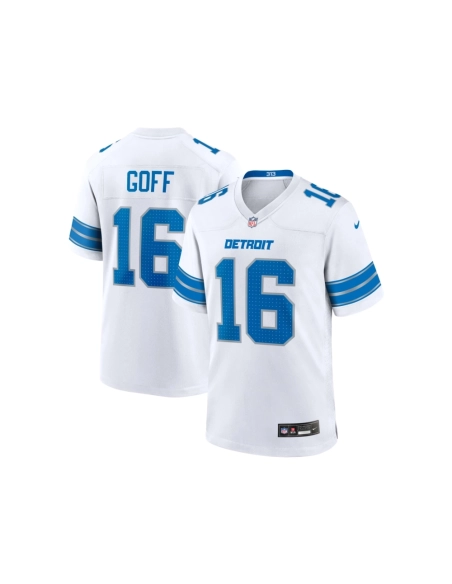 Mens Detroit Lions Jared Goff White Game Jersey