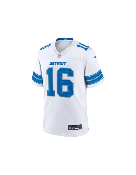 Mens Detroit Lions Jared Goff White Game Jersey
