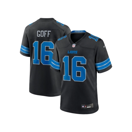 Mens Detroit Lions Jared Goff Black 2nd Alternate Game Jersey