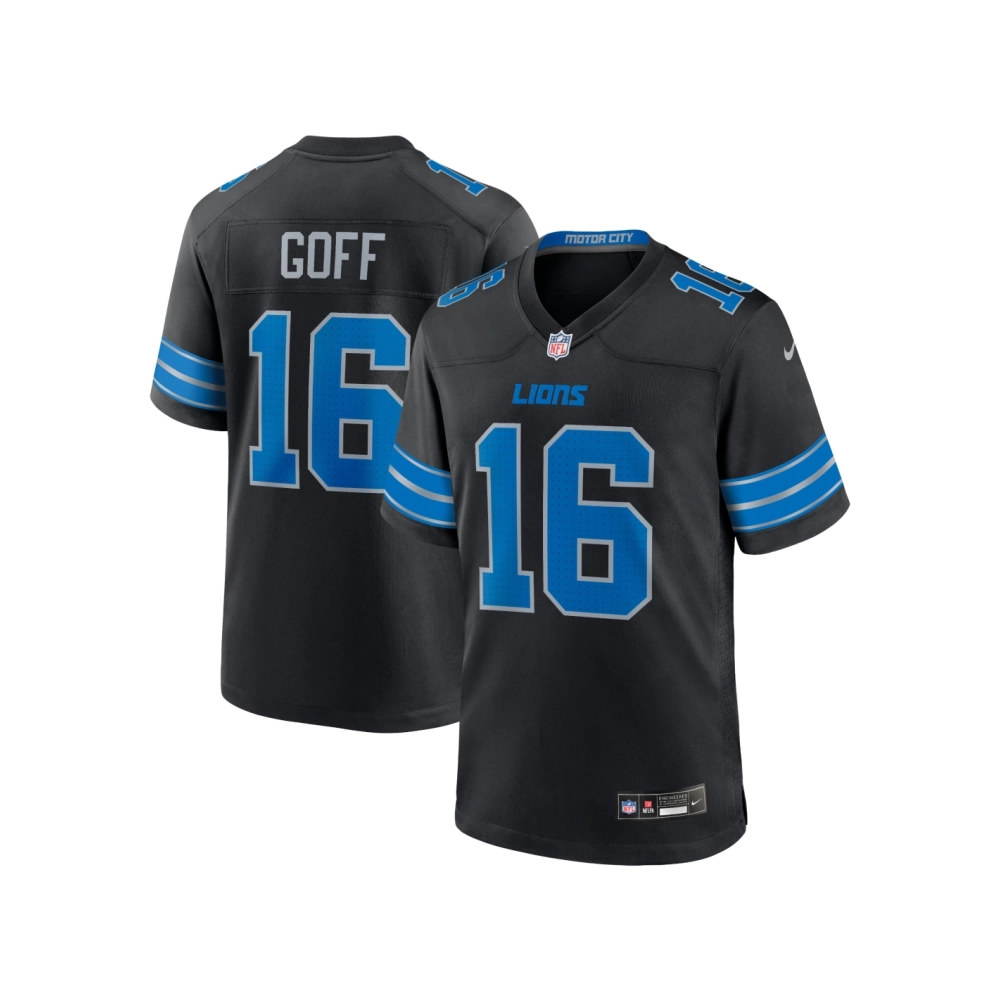 Mens Detroit Lions Jared Goff Black 2nd Alternate Game Jersey