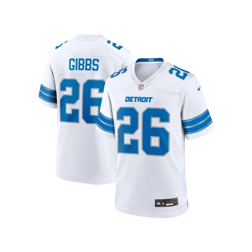 Mens Detroit Lions Jahmyr Gibbs White Game Jersey