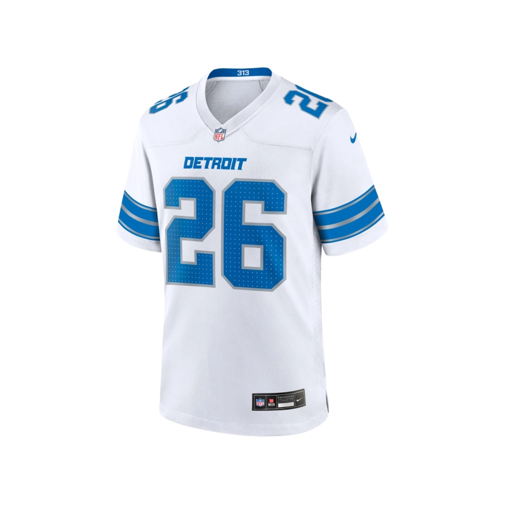 Mens Detroit Lions Jahmyr Gibbs White Game Jersey