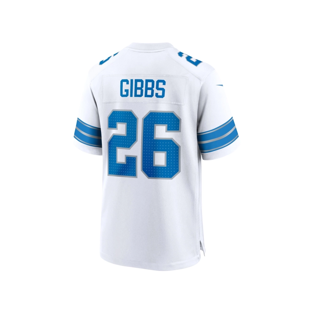 Mens Detroit Lions Jahmyr Gibbs White Game Jersey