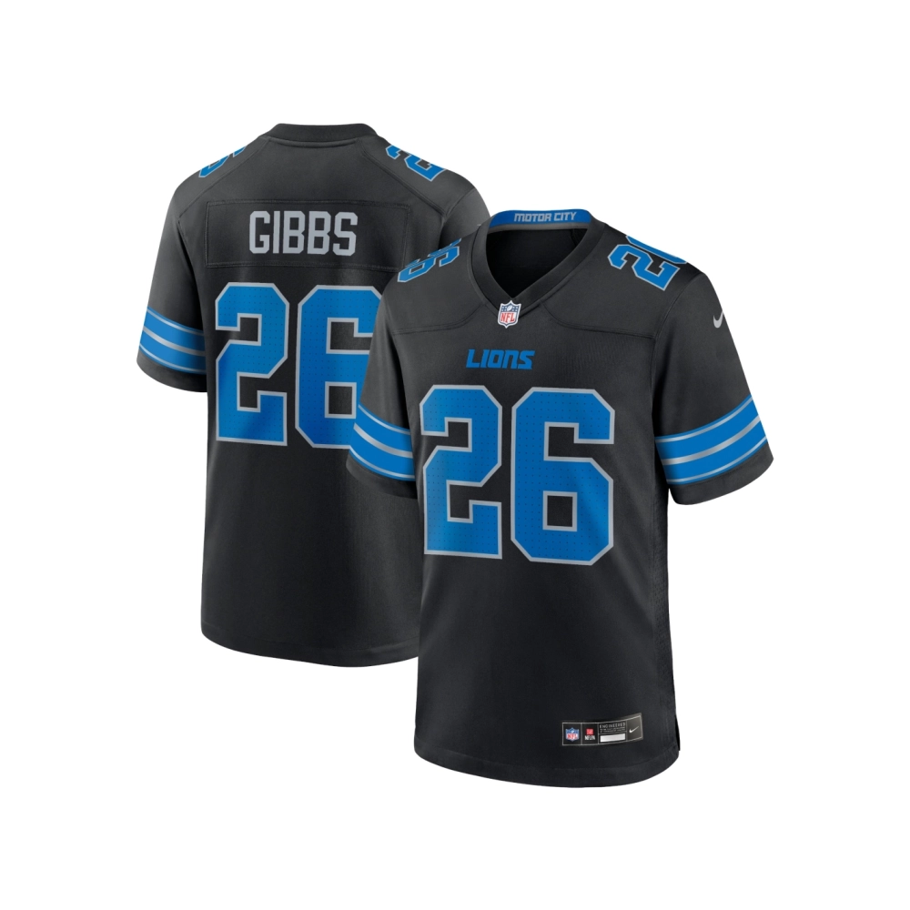 Mens Detroit Lions Jahmyr Gibbs Black 2nd Alternate Game Jersey