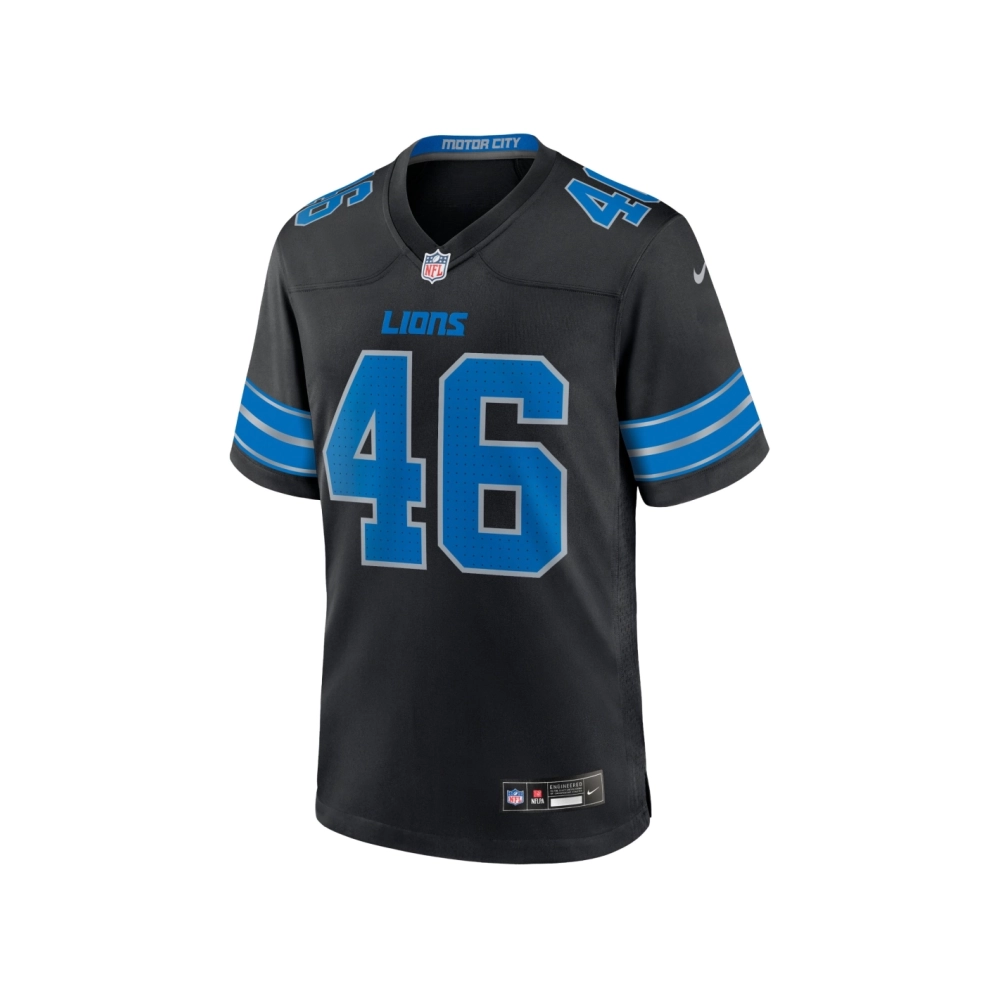 Mens Detroit Lions Jack Campbell Black 2nd Alternate Game Jersey