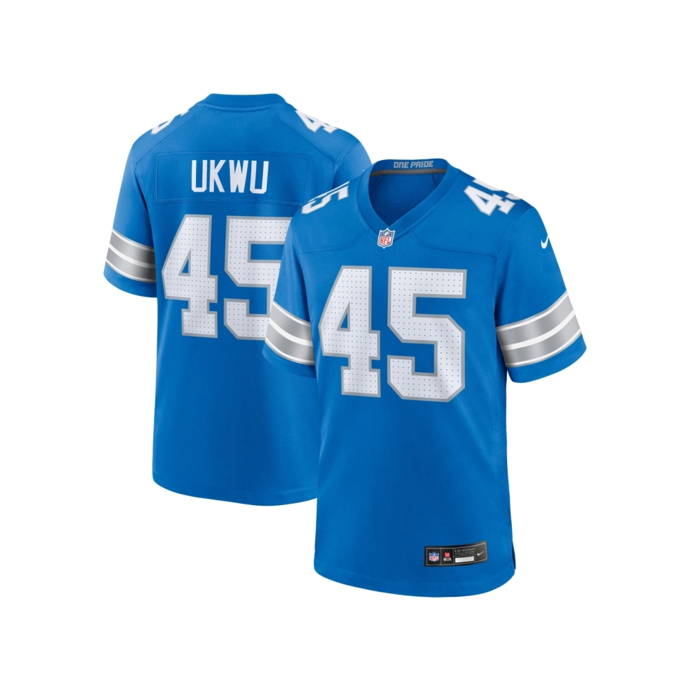 Mens Detroit Lions Isaac Ukwu Blue Game Jersey