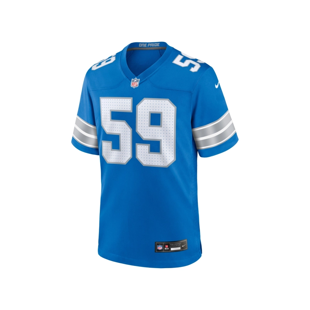Mens Detroit Lions Giovanni Manu Blue Team Game Jersey