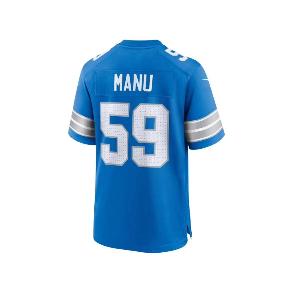 Mens Detroit Lions Giovanni Manu Blue Team Game Jersey